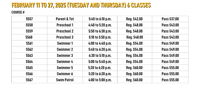Feb 2025 Tues & Thurs